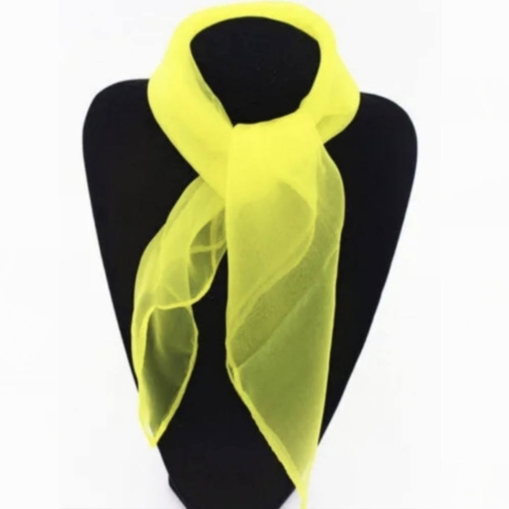 Bright Yellow Chiffon Vintage Antique Nostalgia Scarf Scarves Scarf Scarves